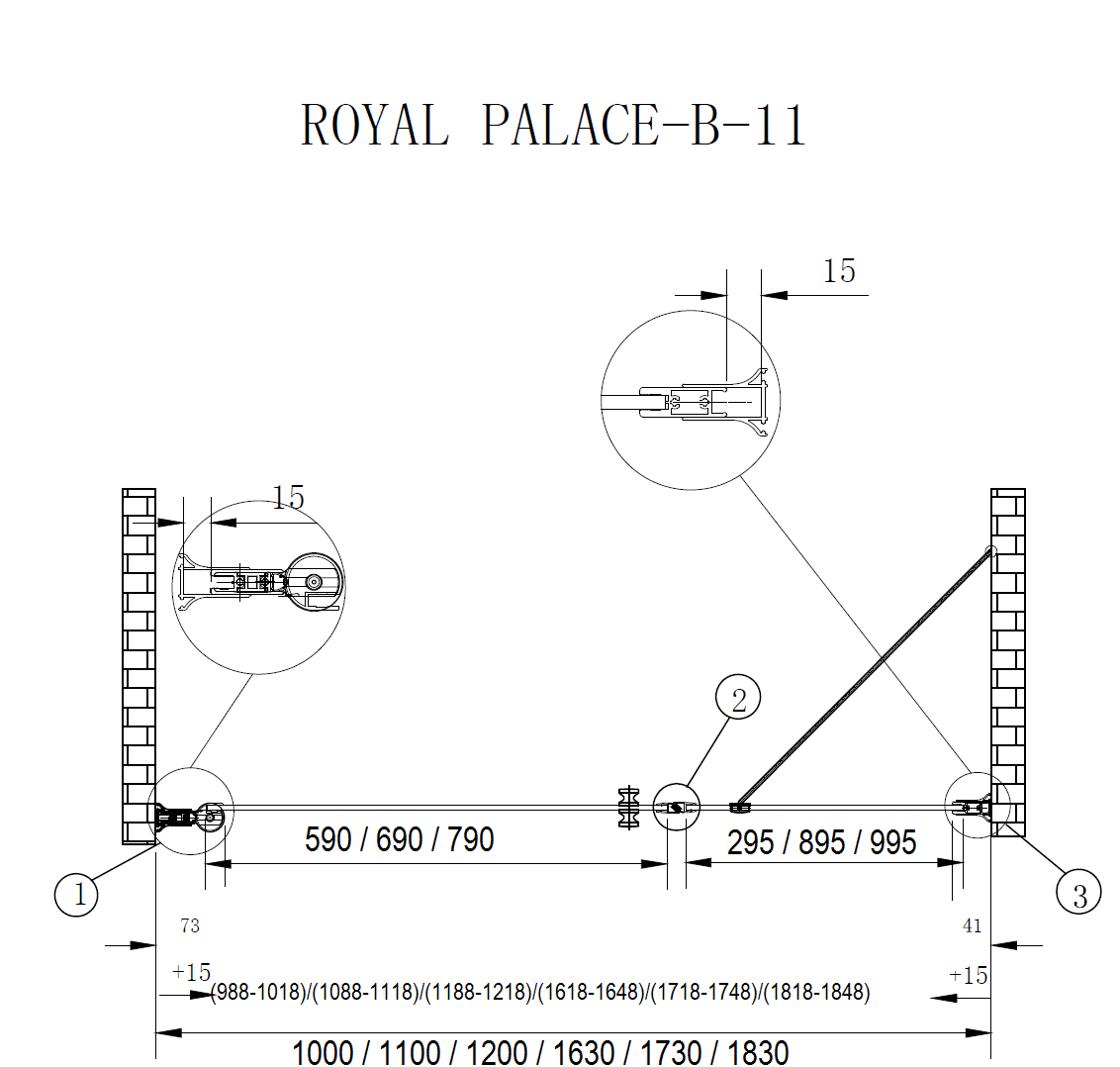 Душевая дверь Cezares Royal Palace-A-B-11-30+80-CP-Cr